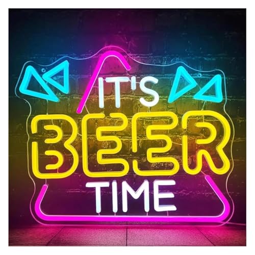 Enseigne lumineuse néon bière déco murale bar et luminaire festif intérieur 40x32cm