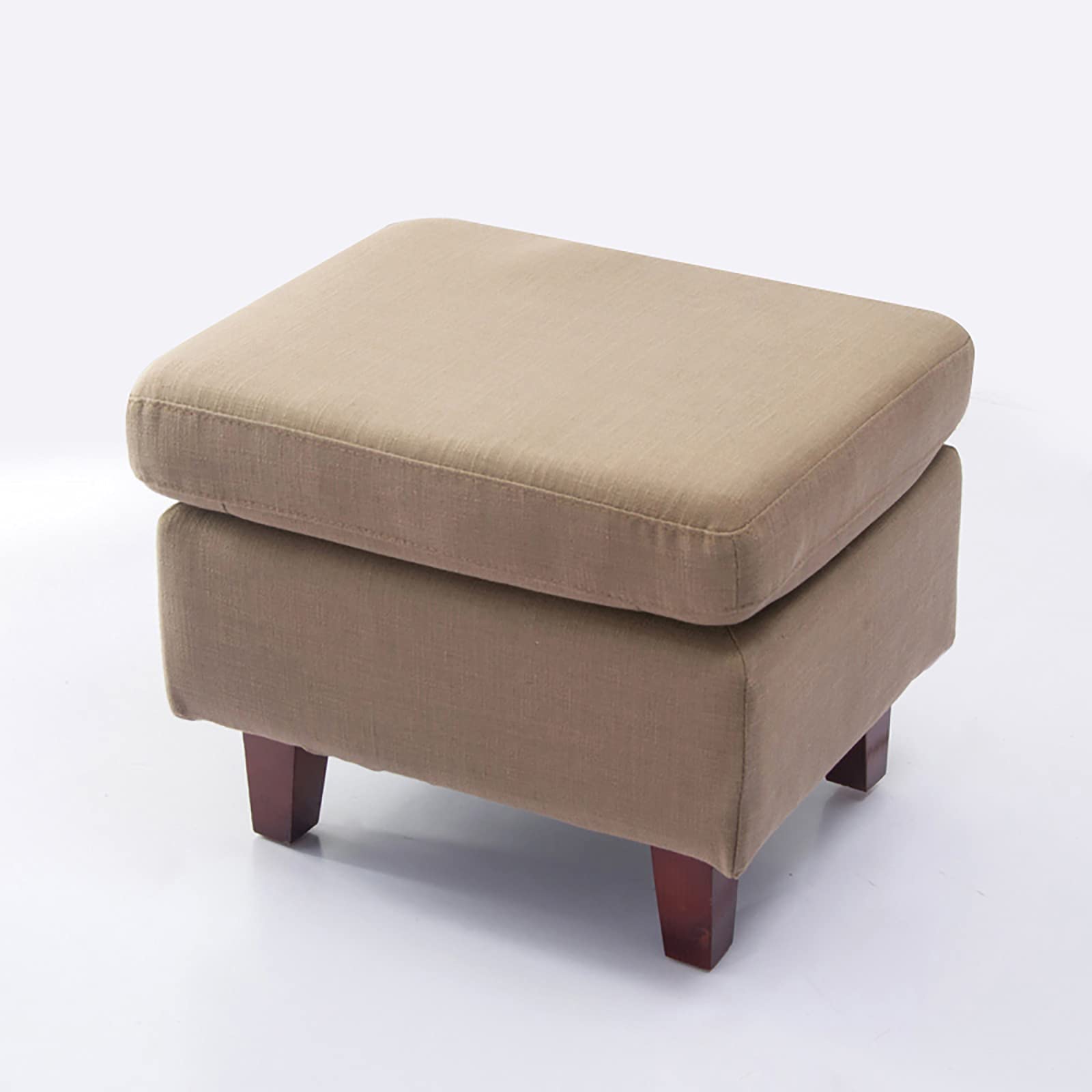 Asiento de banco tapizado de lino y algodón de 55cm con patas de madera maciza robustas