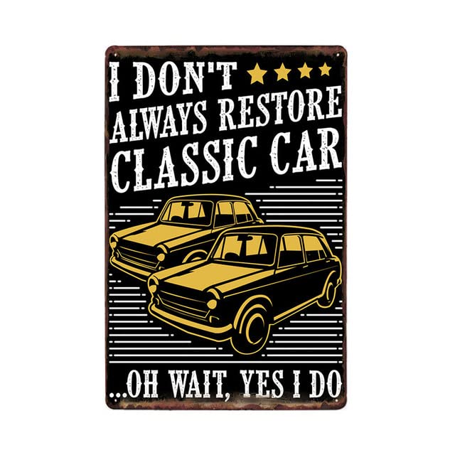 ABCDEFG – 4 pz Cars Classic Car Garage – Targa vintage in metallo latta poster targa divertente retrò decorazione da parete per casa cucina giardino