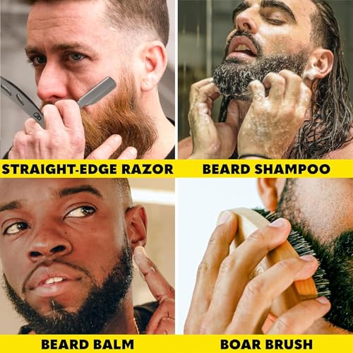 Image of Beard Club Mens Grooming Kit & Beard Trimmer for Men - Professional Cordless Electric Hair & Moustache Trimmer, Straight Razor, Shampoo, Balm, Brush & Comb - Grooming Kit Gift Set