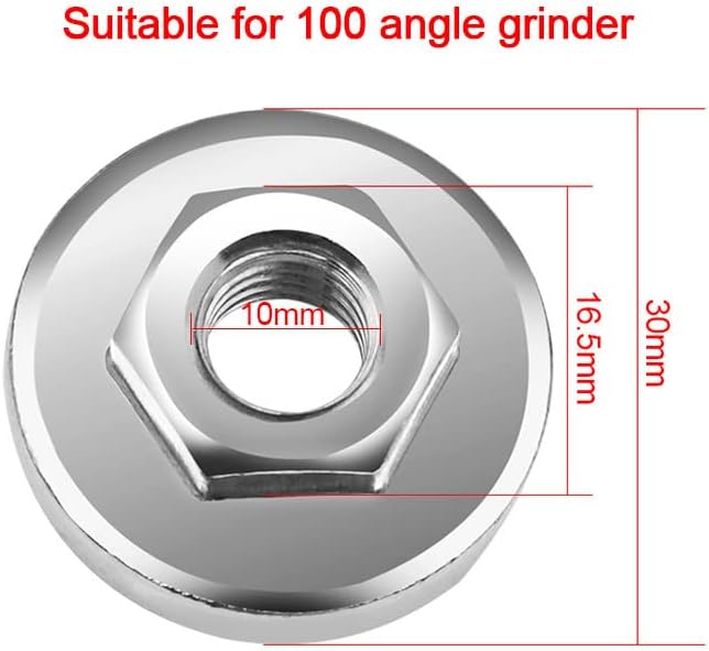 Miniatura 6 de Tuerca de brida hexagonal de bloqueo, piezas de repuesto para amoladora angular de 3.937 in, tuerca de brida M10 para amoladora angular de 100 tipos