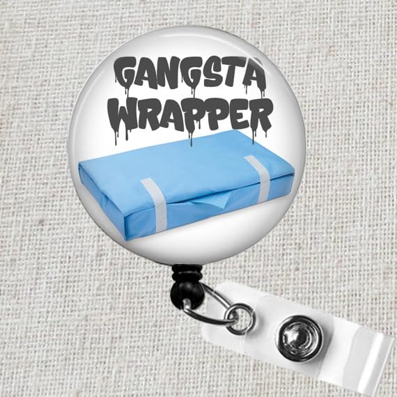 Miniatura 2 de Sterile Processor Badge Reel, Funny SPD Badge ID Holder, Sterilization Wrap Badge Reel, Gangsta Wrapper Badge Holder, Surgical Pack Wrap CSSD Badge