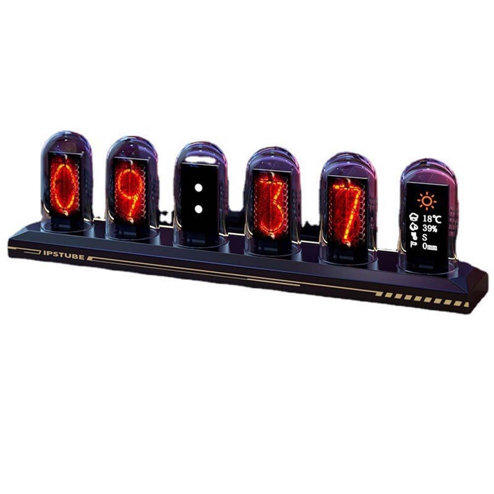 Vjsujehgy Nixie Tube Clock IPS Color Screen Digital Clock DIY Analog Digital Tube WiFi Time Desktop Desktop Digital Clock for Bedroom Desktop Decor