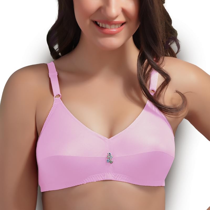 Consent Elastic Straps Non Padded Cotton Bra | Medium Cups Band Fullcoverage,Wired- Free Everyday Regular Wear Bra-image-49