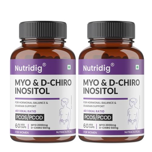Image of PCOS Supplement For Women | Myo & D-Chiro Inositol - 40:1 Ideal Ratio | High Purity Pharma Grade Ingredients | 2000 Mg Myo-Inositol & 50 Mg D-Chiro-Inositol | For Hormonal Balance, Ovarian Health & Healthy Regular Menstruation | 60 Veg Capsules (Pack of 2) | 2 Months Supply