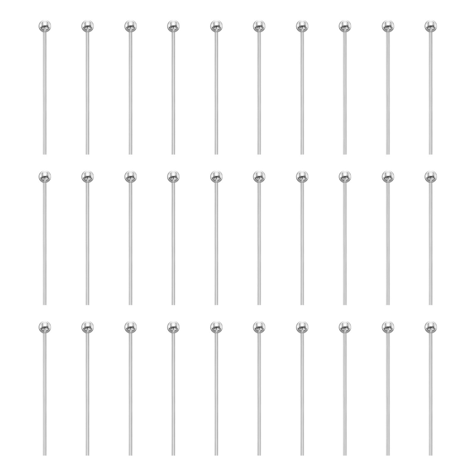 sourcing map 100pcs Ball Head Pins 0.79" 20mm Round Head Pins for Earring Pendant Necklace Bracelet Charm Jewelry Making Findings DIY Craft, Silver Tone