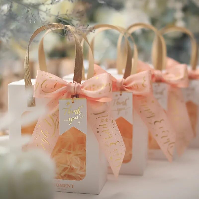 12 Pcs Kraft Paper Gift Bags With Clear Window - Wedding Party Favor Bags