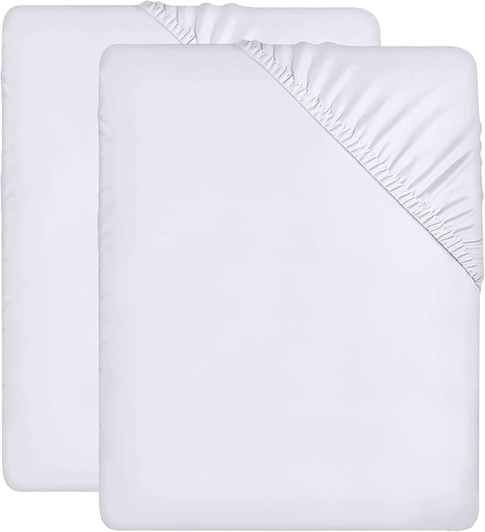 Utopia Bedding Fitted Sheet Single (2 Pack), White Deep Pocket 14 inch (35 cm) Easy Care