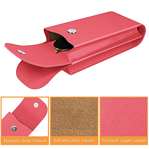 Image of FINTIE Double Glasses Case with Carabiner Hook, Portable Vegan Leather Eyeglass Case Anti-scratch Sunglasses Pouch