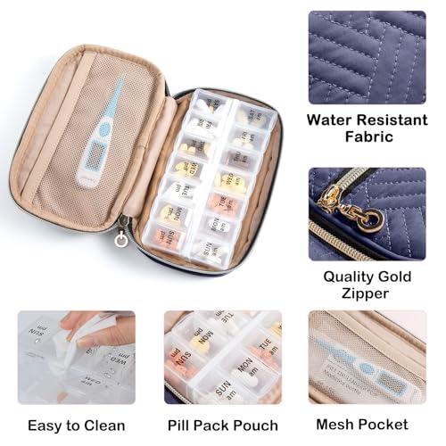 Image of BAGSFY Pill Organizer Case 2 Times a Day- Weekly Medicine Organizer Travel Pill Box with Removable 7 Day Medicine Case Container for Fish Oil, Vitamin, Supplement