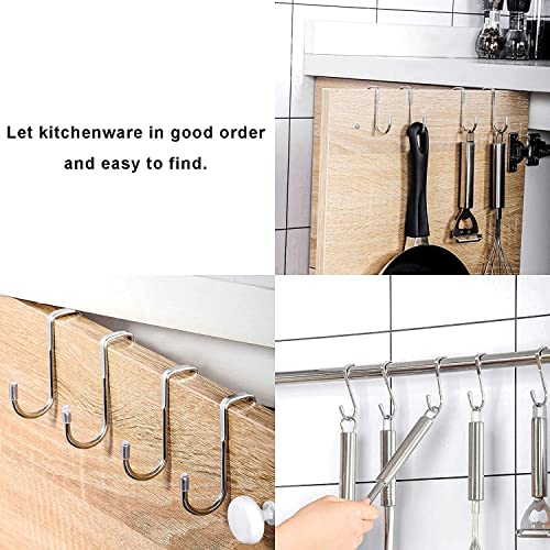 Image of JIALTO 2 PCS Over The Door Drawer Cabinet Hook, S.S 304 Stainless Steel Double S-Shaped Holder Hanger, Heavy Duty Free Punching Door Back Hanging Clothes Organizer (Silver)