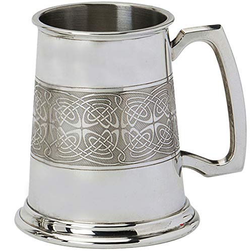 I LUV LTD Pewter Tankard Handmade Embossed Celtic Band Wrap Ornate Handle
