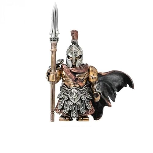 Dermonem Greece Metal Spartan Soldier Warrior Commander Ornament Detachable Figure Decoration (Spartan Commander+Short Sword+Spear+Medusa Round Shield+Warrior Long Shield)
