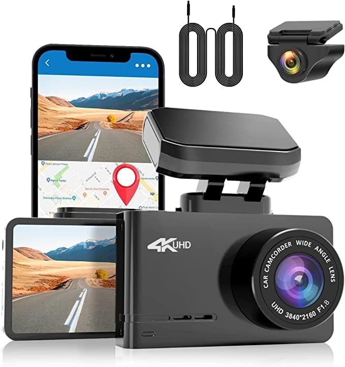 【D07 + TypeC 33Feet Extension Cord】 WOLFBOX 4K Dash Cam Builtin WiFi GPS Dashboard