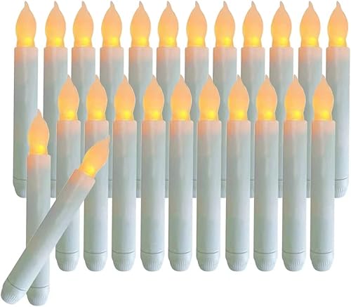xunhuimemory - 12 velas LED cónicas sin llama de 6.5 pulgadas, color amarillo cálido, velas cónicas colgantes que funcionan con pilas, candelabros xunhuimemory - 12 velas LED cónicas sin llama de 6.5 pulgadas, color amarillo cálido, velas cónicas colgantes que funcionan con pilas, candelabros