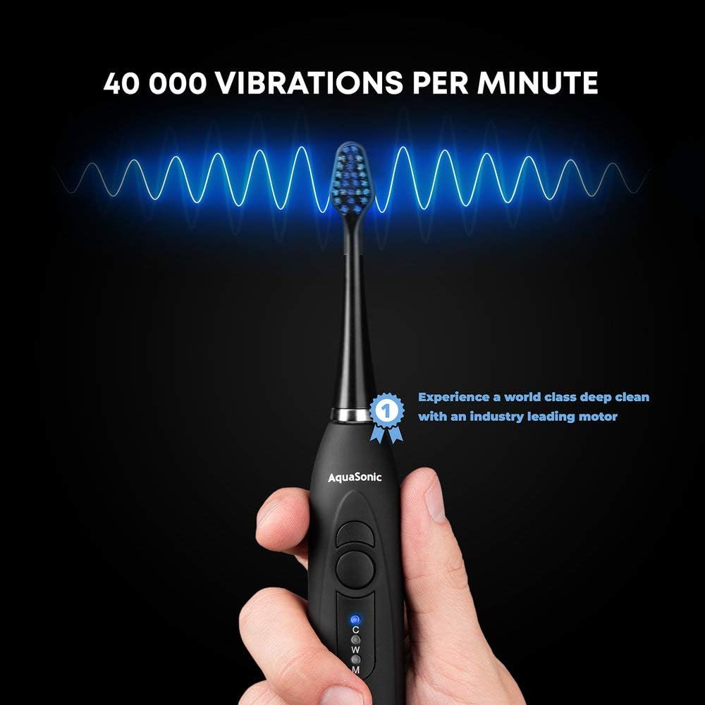 AquaSonic Duo Dual Handle Ultra Whitening 40,000 VPM Wireless Charging Electric ToothBrushes - 3 Modes with Smart Timers - 10 Dupont Brush Heads & 2 Travel Cases Included : Beauty & Personal Care
