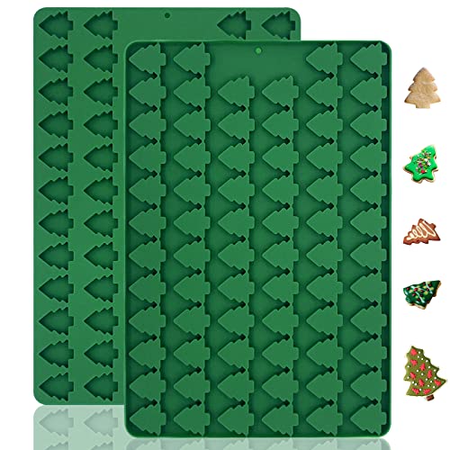Weihnachten Silikon Form Mini Weihnachtsbaum Form 2 Stück, Antihaftend Backmatte Hundekekse für DIY Weihnachtsschokolade, Hundeleckerlies, Kekse, Eiswürfel, Süßigkeiten, BPA-Frei