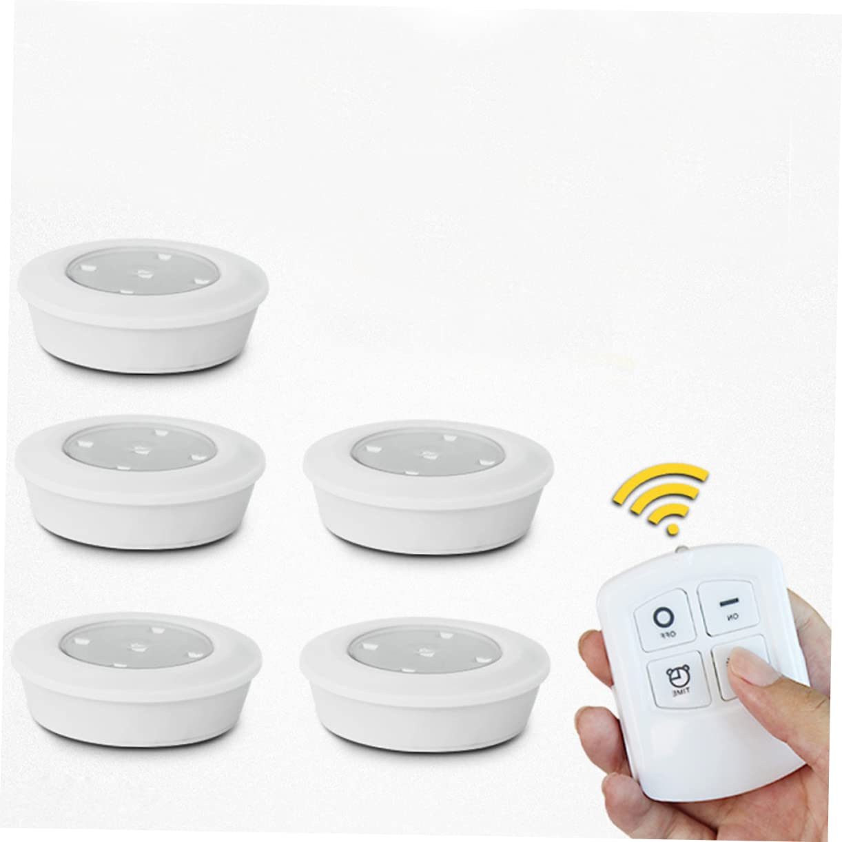 LALAFINA 2 LED Puck Lights Battery Operated Tap Cabinet Lighting for Kitchen Closet Wardrobe Easy Installation Safe