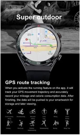 Smartwatch screen displaying a map with a GPS route tracking line