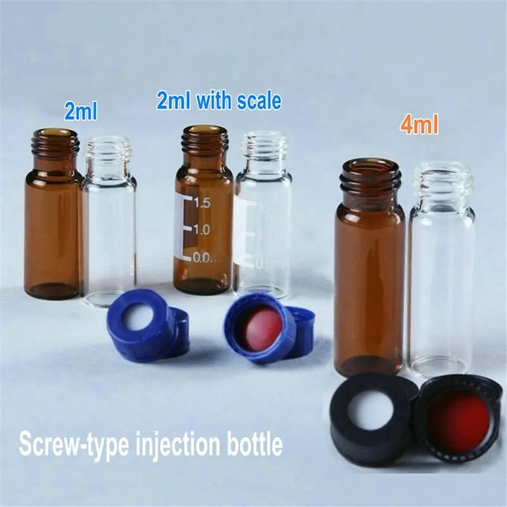 Attrezzature e forniture di laboratorio 100 pz/lotto 2 ml 4 Laboratorio Vetro Trasparente/Marrone Bottiglia di Campione con Tappi Aperti Set