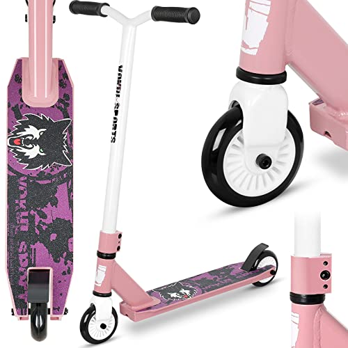 Patinete Profesional – Patinetes de Truco | Scooter de Nivel de Entrada para niños de 6 a 12 años en adelante, Ligero y Completo Scooter de Estilo Libre BMX para Principiantes (2022 Rosa Blanco)