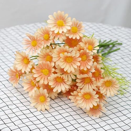 Image of SATYAM KRAFT 5 Pcs Artificial Daisy Sunflowers for Home Decor, Office, Living Room, Balcony, Wedding & Gifting | Realistic Faux Flower (Only Flower, No Vase)(Fabric) (Peach)