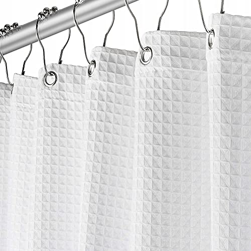 Rideau De Douche Textile | Imperméable, Résistant Aux Moisissures Et Aux Champignons | S'installe Facilement sur Les Œillets | Doux, sans PVC, Blanc, 180 x 200 cm Cover