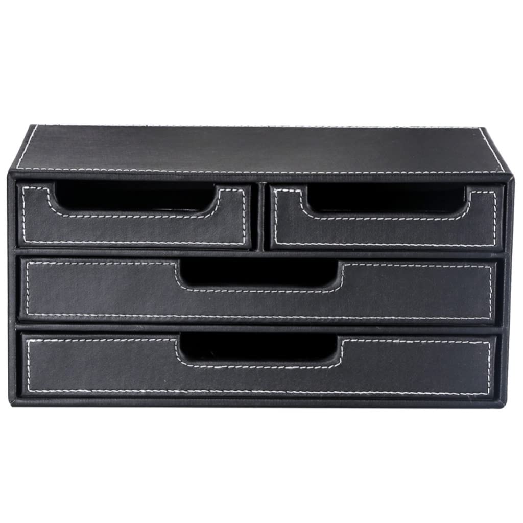 Organisateur de bureau en cuir noir design chic pour professionnels