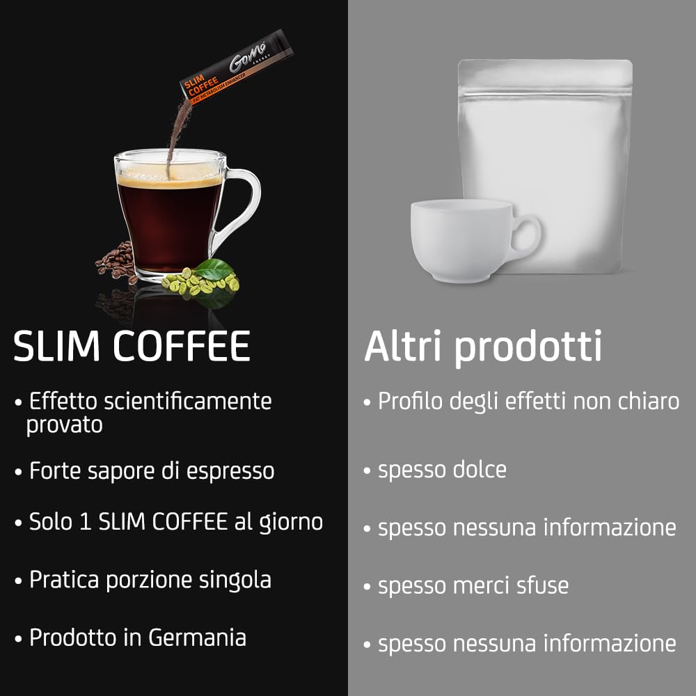 SLIM COFFEE. Ottimo per il metabolismo lipidico. Con colina, garcinia cambogia, estratto di caffè verde, vitamine B e caffeina | Aumenta l'energia e il controllo dell'appetito | 30 porzioni