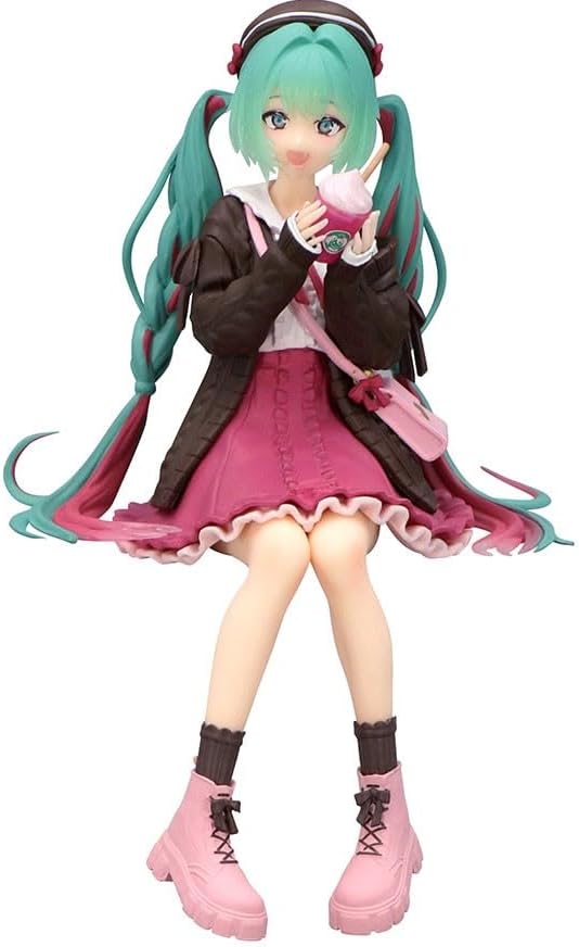 Hatsune Miku Noodle Stopper PVC Statue Autumn Date Pink Colour Various 14 cm