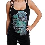 Frontprint im Vintage Look M.O.D by Monopol Damen Top Shirt TO14 schwarz MOD, Grösse:S