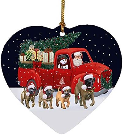 Christmas Express Delivery Red Truck Running Boerboel Dogs Heart Christmas Ornament RFPOR58073