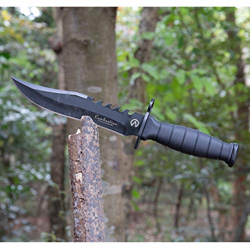 Fixed Blade Camping Knife, Hunting Knife With Nylon Sheath In Non-Slip Handle And High Carbon Stainless Steel Black Blade, Car Knife For Outdoor Hiking, Fishing, Carving, Diving, Bowie Combat Knife Everyday Carry, Cuchillo De Caza De Hoja Fija Con Vaina #TOP4