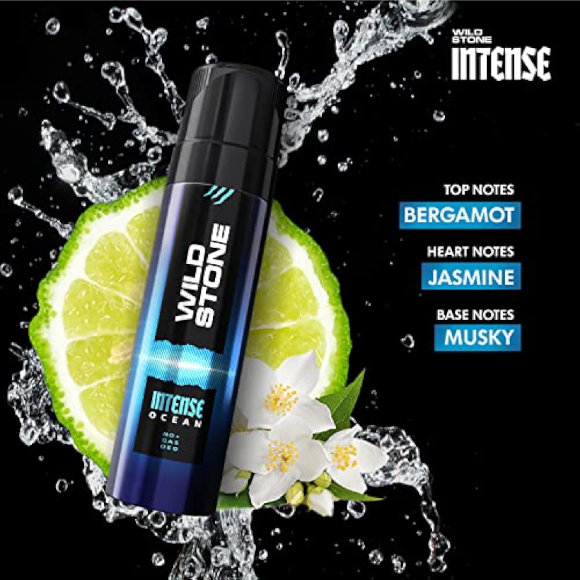 Men's Intense Ocean Deo Spray, Pack of 3 (120ml Each)