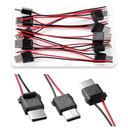 KUOQIY 10 Pezzi 3A 2 Pin Tipo C Maschio, USB Tipo C Maschio 2 Fili Connettore Presa, Connettore USB Tipo C a Saldare con 70mm 24 AWG Cavo
