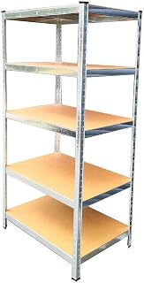 TAHA ® 5 Tier (180cm x 90cm x 60cm) Heavy Duty Metal Galvanised Shelving Rack Unit Garage Storage Shelf (175KG Per Shelf)