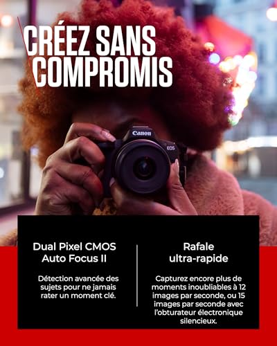 Appareil Photo Hybride Canon R50 – 24.2 MP, Kit avec Objectifs 18-45mm et 75-300mm - vue 5