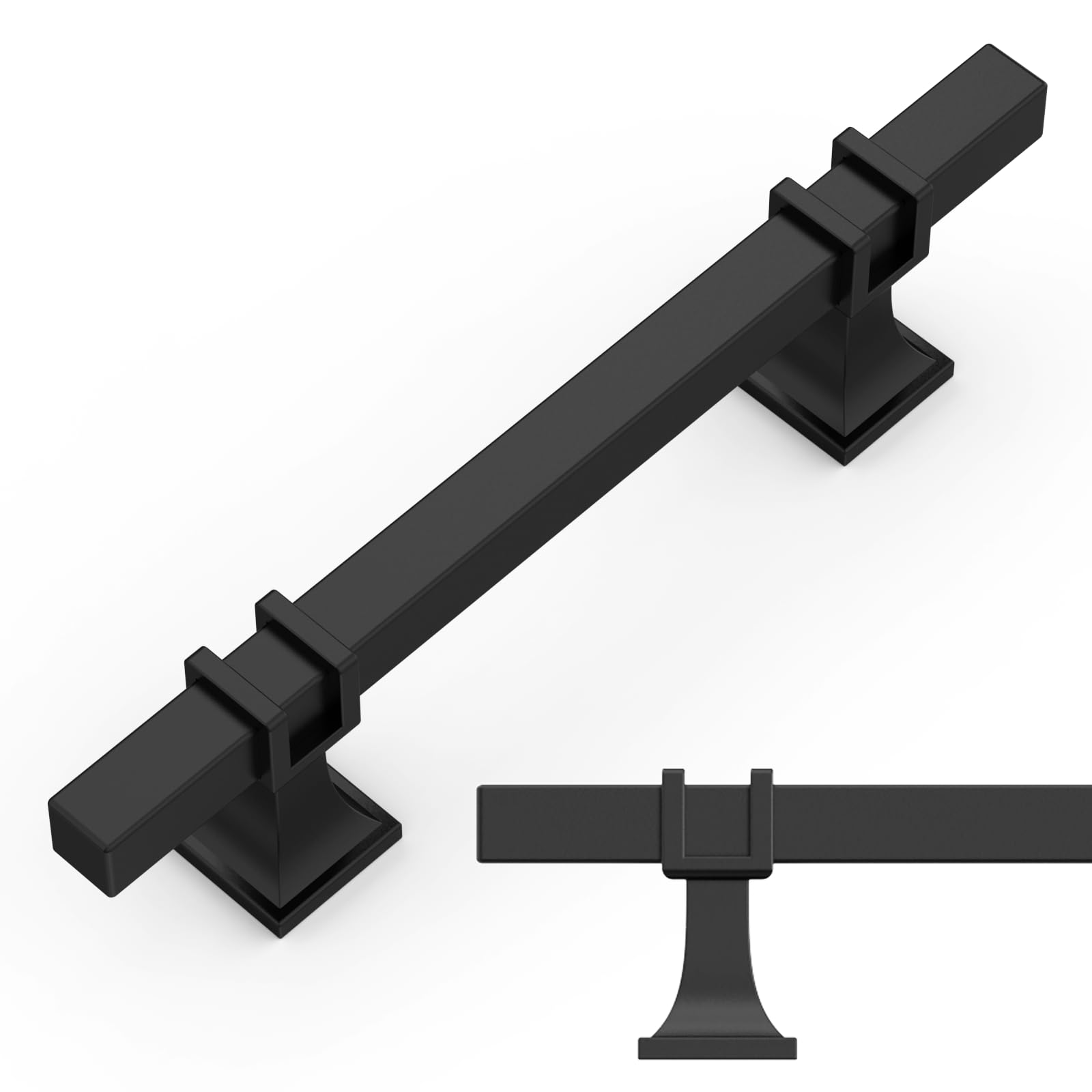 Amerdeco 10 Pack Matte Black Cabinet Pulls,3.75 Inch(96mm) Hole Center-Drawer Handles for Kitchen&Bathroom,AM034