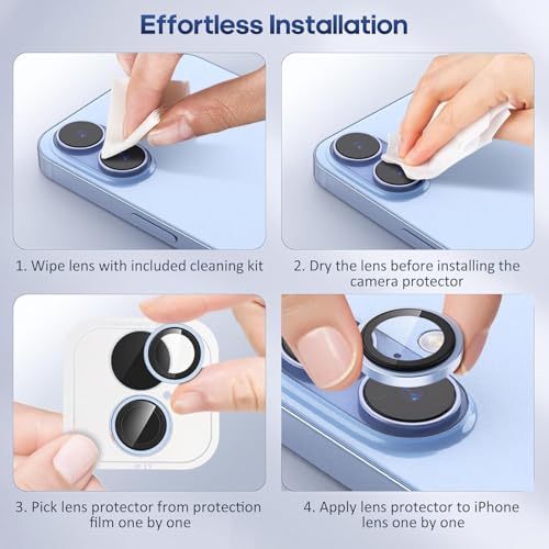 Image of CLITZ for iPhone 17 Camera Lens Protector Original Individual Lens Screen Protector | 9H Hardness, Scratch-Resistant, Case Friendly (Blue)