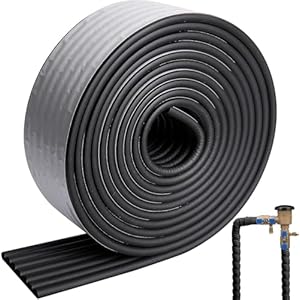 Verwarmingsbuis, isolatie, tape, isolatie waterleiding, vorst, hoge dichtheid, buisisolatie, verwarmingsbuis met zelfklevende geluidsreductie, 5 m x 8 cm, zwart