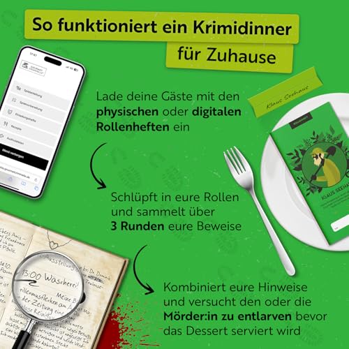 Gourmet Criminelle® Krimidinner für zuhause I 4-6 Personen I Mysteriöser Mordfall Mord durch Gartenzwerg für Deine Crime Dinner Party I Spannendes Krimi Dinner Spiel ab 16 Jahren I 4-6 Spieler