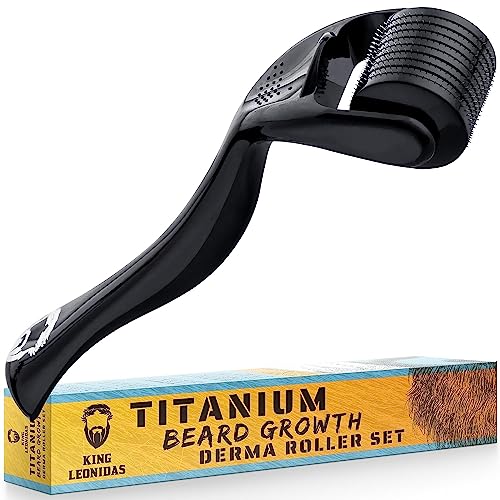 King Leonidas Beard Derma Roller per Uomo, Rullo Derma Micro-Needling in Titanio da 0,30 mm per la Crescita di Barba e Peli...