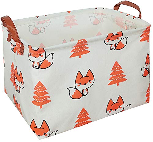 Asketam Kid Cute Rectangle Toy Box For Girl, Baby Collapsible Toy Storage Bin Nursery Child Playroom Bedroom Decor Clothes Storage Bin Gift Basket(Fox Little Pine) #TOP6