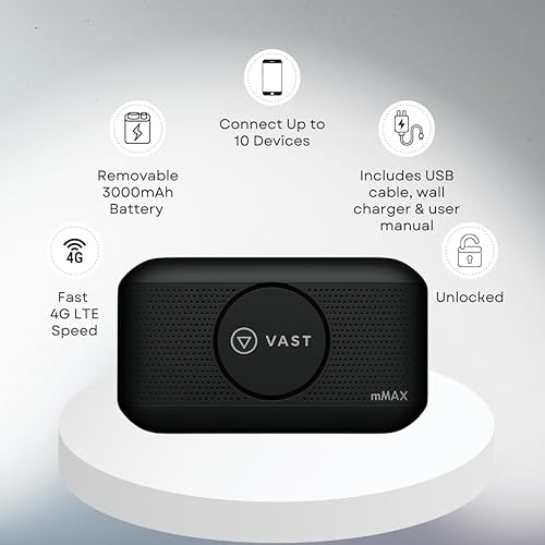 Miniatura 2 de Vast H1 4G LTE MiFi Mobile WiFi Hotspot Router - GSM Unlocked for T-Mobile and Global Carriers
