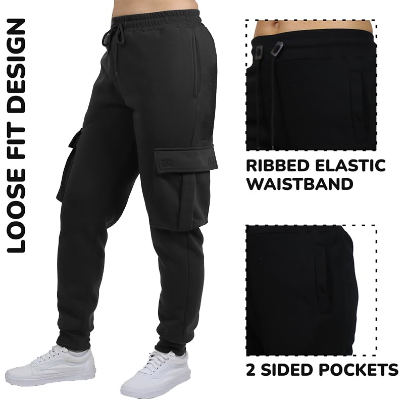Womens Loose Fit Cargo Fleece Joggers (S-2XL)3