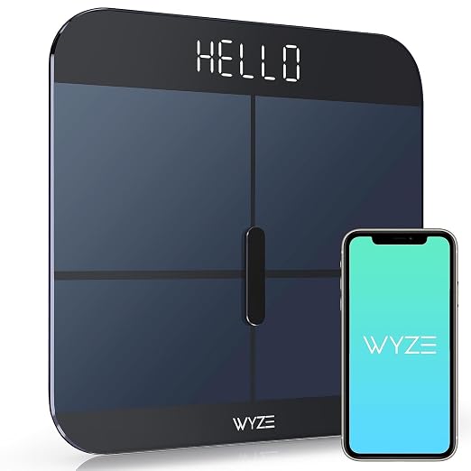 WYZE Smart Scale X for Body Weight, Digital Bathroom Scale for BMI, Body Fat, Water and Muscle, Heart Rate Monitor, Body Composition Analyzer for People, Baby, Pet, 400 lb, Black