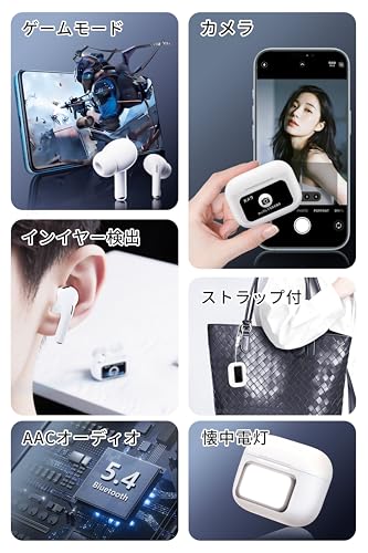 イヤホン Bluetooth ワイヤレスイヤホン 【タッチスクリーン & ANCノイズキャンセリング】 ブルートゥース コードレス イコライザー設定 マイク付き AI知能通話 40時間再生 防水IPX7 小型 ゲームモード 紛失探し 通勤/通学/ランニング スマホ iphone/Android対応 商品画像8