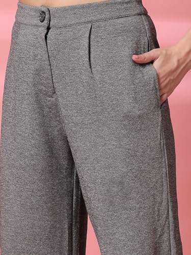 Image of OOMPH! Women's Straight Fit Mid Rise Korean Trousers|Trouser Pants for Women|Elegant Workwear for Office, College & Events|Trousers for Woman