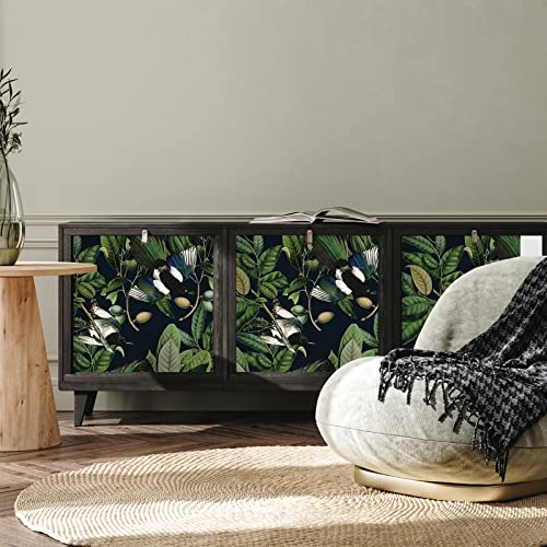 Veelike Tropical Jungle Leaves Peel And Stick Wallpaper 17.7''X118'' Rainforest Exotic Birds Fruits Floral Wallpaper Removable Self Adhesive Green Contact Paper For Bedroom Walls Cabinets Shelf Drawer #TOP6