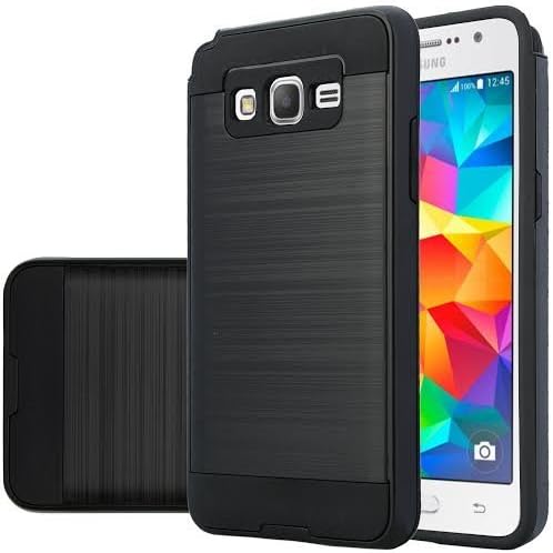 GW Cases Compatible for Samsung Galaxy On5 [Shock Absorption/Impact Resistant] Hybrid Dual Layer Armor Defender Protective Case Cover for Galaxy On5 (Brush Black)